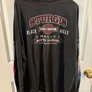 Vintage Harley Davidson Black Long Sleeve 60th Anniversary Sturgis Shirt ~ XXL